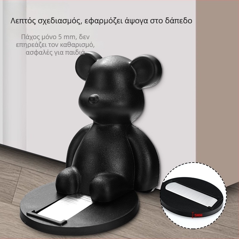 Μαγνητικός σταθεροποιητής πόρτας χωρίς διάτρηση, με σχέδιο cartoon bear, για μπάνιο και υπνοδωμάτιο, αντισύγκρουση, αντοχή στον άνεμο, ισχυρός μαγνήτης, διπλής χρήσης για πόρτες παιδιών