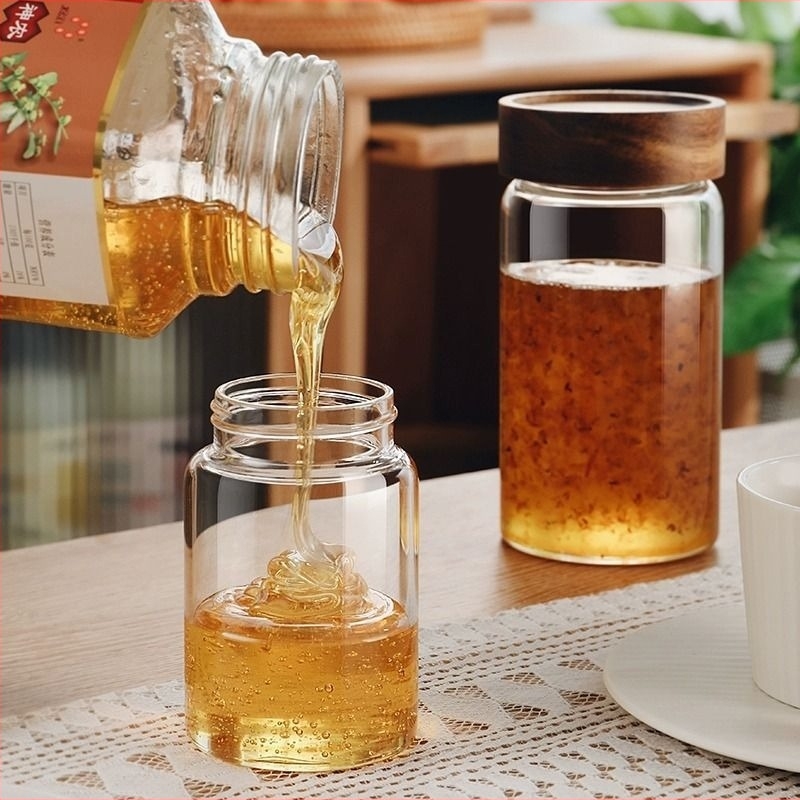 Γυάλινο βάζο για μέλι με καπάκι, αεροστεγές δοχείο αποθήκευσης μελιού και μαρμελάδας (έως 300 ml)