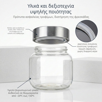 Σφραγιζόμενο γυάλινο βάζο από βορσολιτικό γυαλί, διαφανές για τσάι, τουρσί και οικιακή αποθήκευση