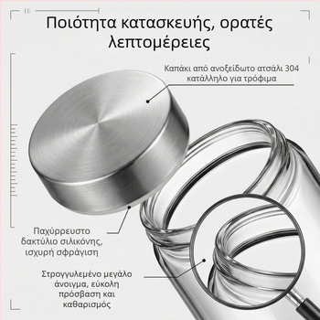 Δοχεία αποθήκευσης από γυαλί υψηλής αντοχής με σφράγιση — για ξηρά προϊόντα και τσάι, αντοχή στην υγρασία και διατήρηση της φρεσκάδας, κατάλληλα για μπαχαρικά και αποξηραμένο φλοιό μανταρινιού