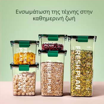Διαφανές πλαστικό δοχείο αποθήκευσης τροφίμων για δημητριακά, τσάι και σνακ