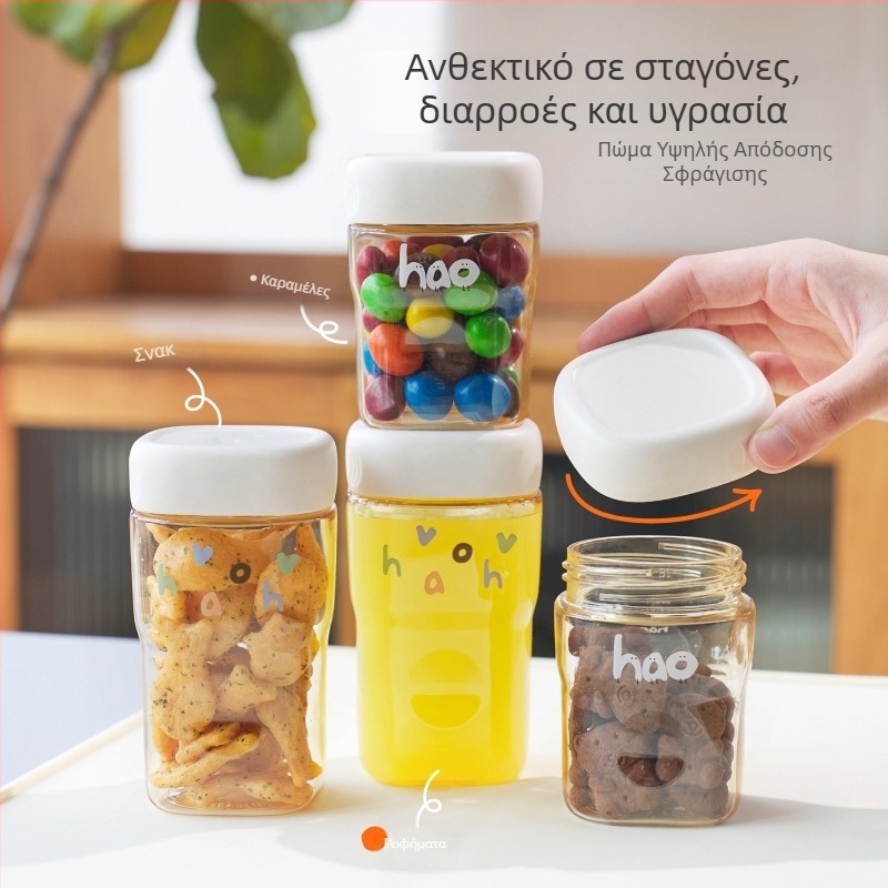 Σετ PPSU κλειστών δοχείων: οβάλ φιάλες έως 300 ml, κουτιά φρούτων, κύπελλα για γιαούρτι και καφέ