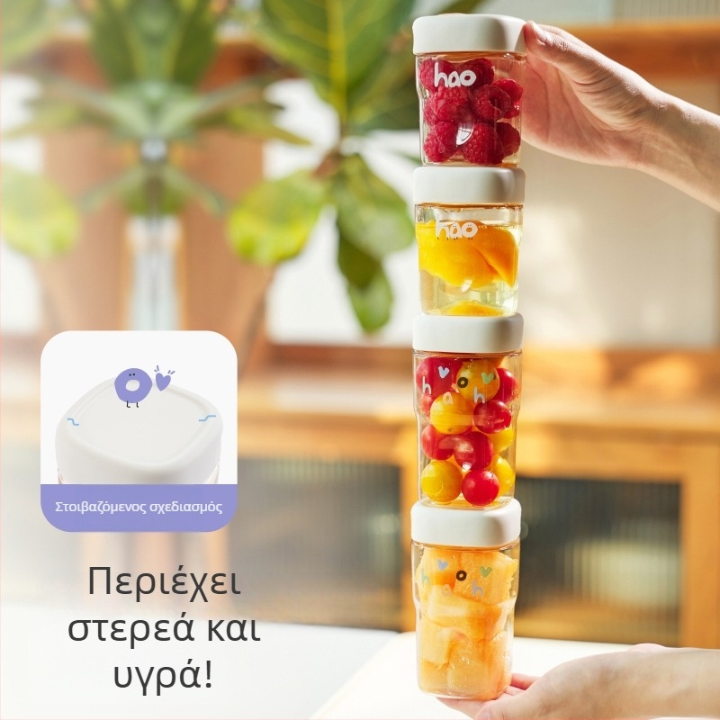Σετ PPSU κλειστών δοχείων: οβάλ φιάλες έως 300 ml, κουτιά φρούτων, κύπελλα για γιαούρτι και καφέ