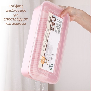 Οικιακή θήκη για ξυλάκια φαγητού με δίσκο αποστράγγισης και κάλυμμα κατά της σκόνης, οργανωτής κουζίνας για μαχαιροπίρουνα με πολλαπλά διαμερίσματα
