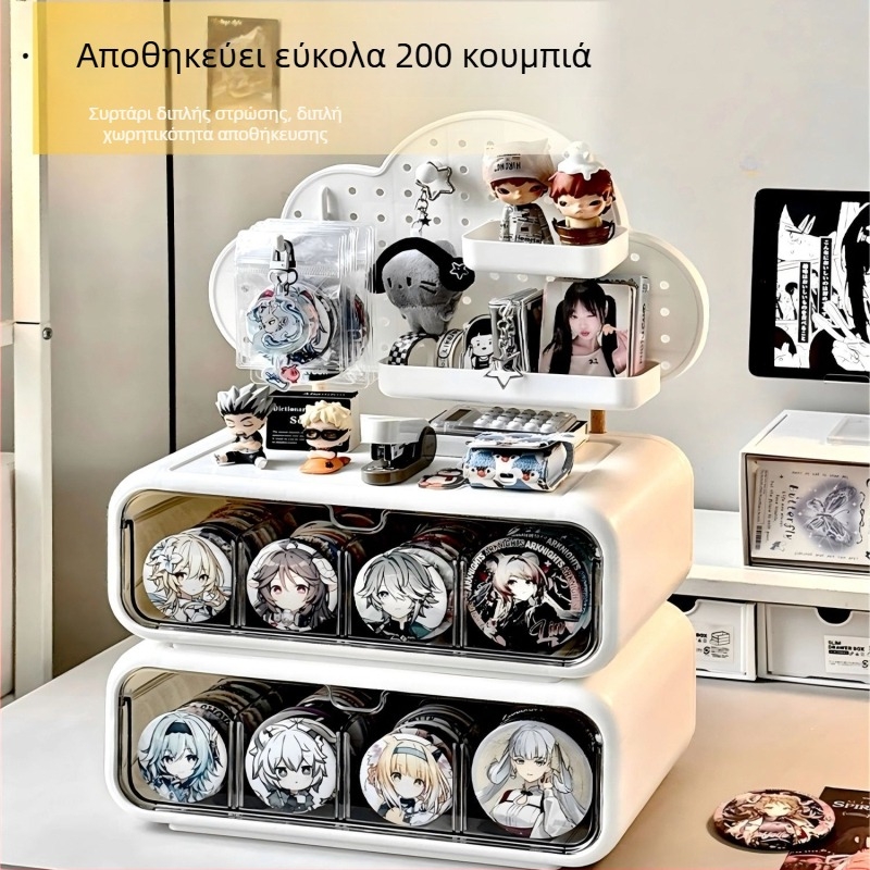 Μεγάλης χωρητικότητας συρταριέρα με διαχωρισμένες θήκες σε διάτρητο πίνακα, στεγανοποιημένη προστασία από υγρασία, βάση επίδειξης και κουτί αποθήκευσης