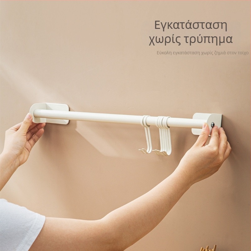 Κρεμάστρα τοίχου κουζίνας χωρίς τρύπες – Οργανωτής μαγειρικών εργαλείων με θέσεις για κουτάλια και σπατούλες, ανοξείδωτο ατσάλι, μαύρο/άσπρο, 1 επίπεδο, χωρητικότητα 10 kg