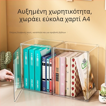 Διάφανο ακρυλικό ντουλάπι αποθήκευσης βιβλίών με προστασία από σκόνη, μεγάλη χωρητικότητα, δυνατότητα στοίβαξης, αδιάβροχο και ανθεκτικό στην υγρασία, επιτραπέζιο εκθετήριο για κούκλες και φιγούρες.