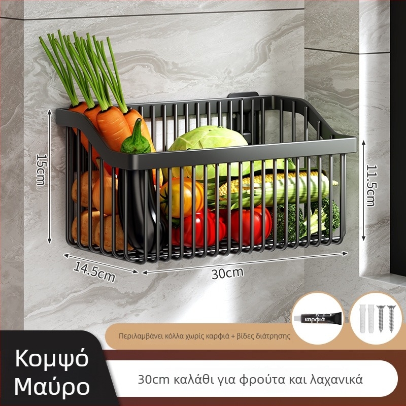 Ράφι τοίχου αποθήκευσης για μπαχαρικά και λαχανικά, χωρίς διάτρηση, πολλαπλών επιπέδων