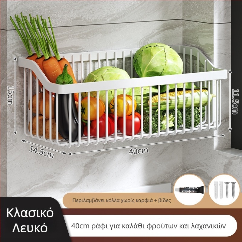 Ράφι τοίχου αποθήκευσης για μπαχαρικά και λαχανικά, χωρίς διάτρηση, πολλαπλών επιπέδων