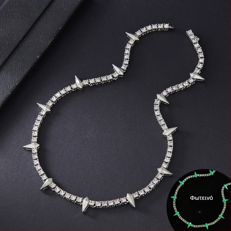 Κολιέ με αλυσίδα τύπου Cuban, εμπνευσμένο από Black Panther, unisex, χιπ-χοπ σχέδιο, φωσφορίζον