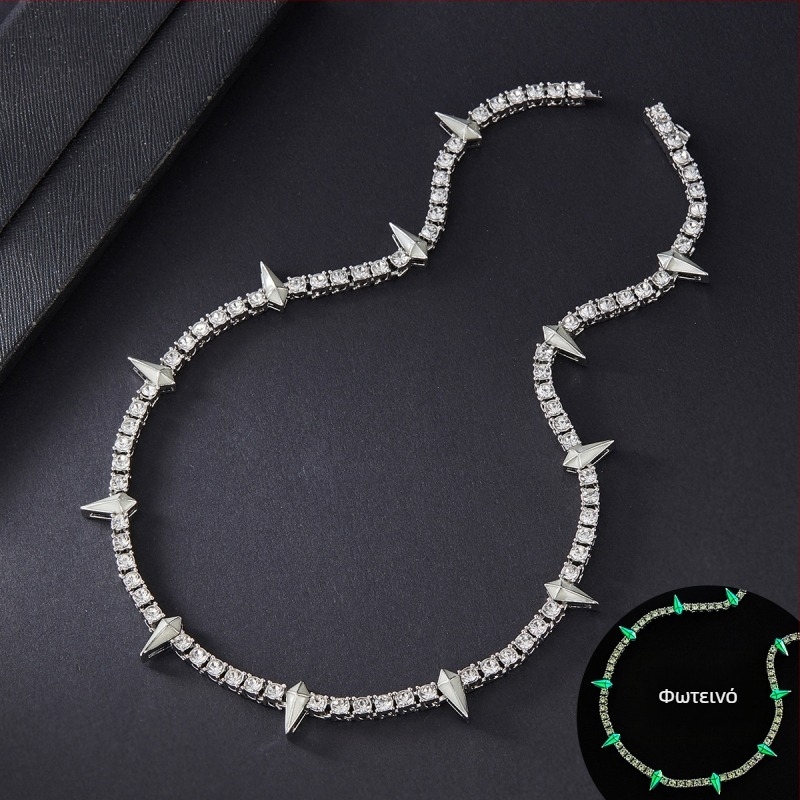 Κολιέ με αλυσίδα τύπου Cuban, εμπνευσμένο από Black Panther, unisex, χιπ-χοπ σχέδιο, φωσφορίζον