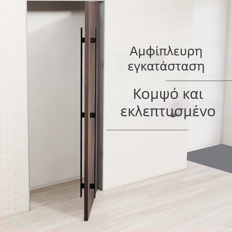 Μαύρη λαβή πόρτας από ανοξείδωτο ατσάλι εξωτερική για βίλα, για δίφυλλη πόρτα με τζάμι, τετράγωνη μεταλλική λαβή