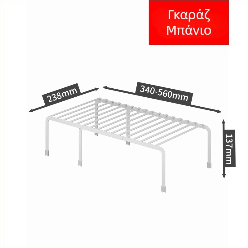Μεταλλικό 2-επίπεδο ράφι κουζίνας για ντουλάπια και πάγκους, τηλεσκοπικός οργανωτής πιάτων και μπαχαρικών
