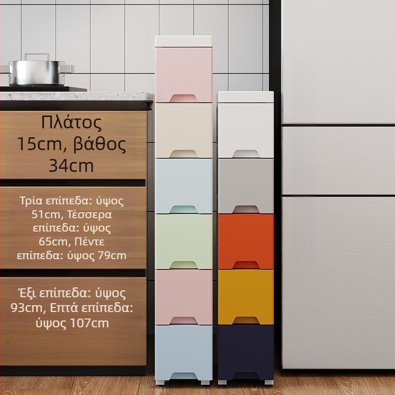 Συρταριζόμενο ντουλάπι αποθήκευσης για κενό χώρο, στενό πολυεπίπεδο ραφιέρα για κουζίνα και μπάνιο