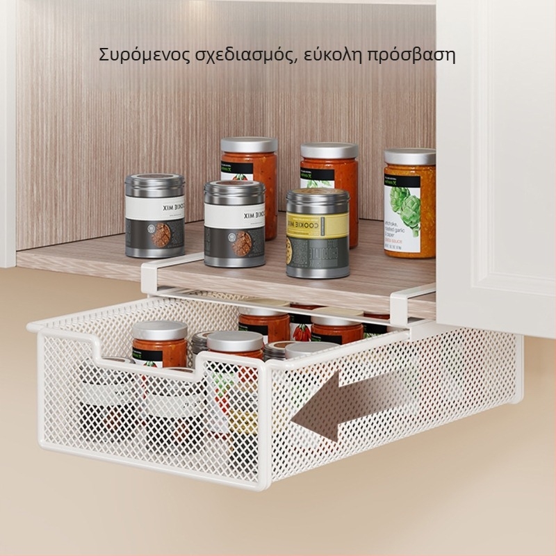 Κουζίνας κρεμαστό ράφι αποθήκευσης, κρεμαστός ντουλάπι, αναδιπλούμενος οργανωτής, πολυεπίπερος ράφι αποθήκευσης για ντουλάπα, κρεμάστρα κάτω από το τραπέζι