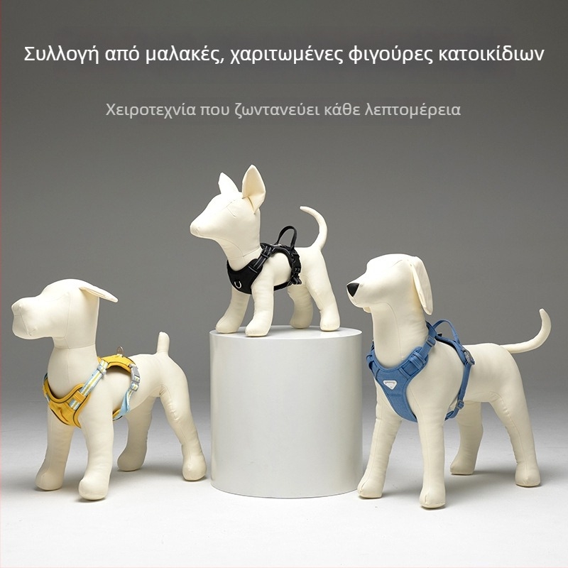 Μαλακές φιγούρες κατοικίδιων για βιτρίνα καταστήματος — μανεκέν προβολής ενδυμάτων σκύλων από πολλές φυλές