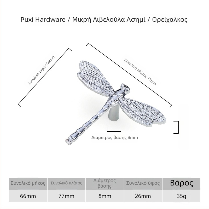 Χάλκινη λαβή Dragonfly για πόρτες ντουλαπιών και συρταριών, σκανδιναβικό στιλ, ελαφρύς πολυτελής αμερικάνικος σχεδιασμός, χρυσό και ασημί φινίρισμα