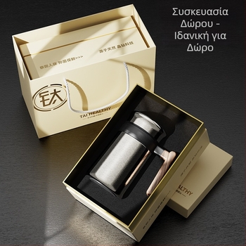 Κύπελλο από καθατό τιτάνιο για γραφείο, θερμομονωτικό, με λαβή, μεγάλη χωρητικότητα, διαχωριστής τσαγιού, πολυτελές δώρο