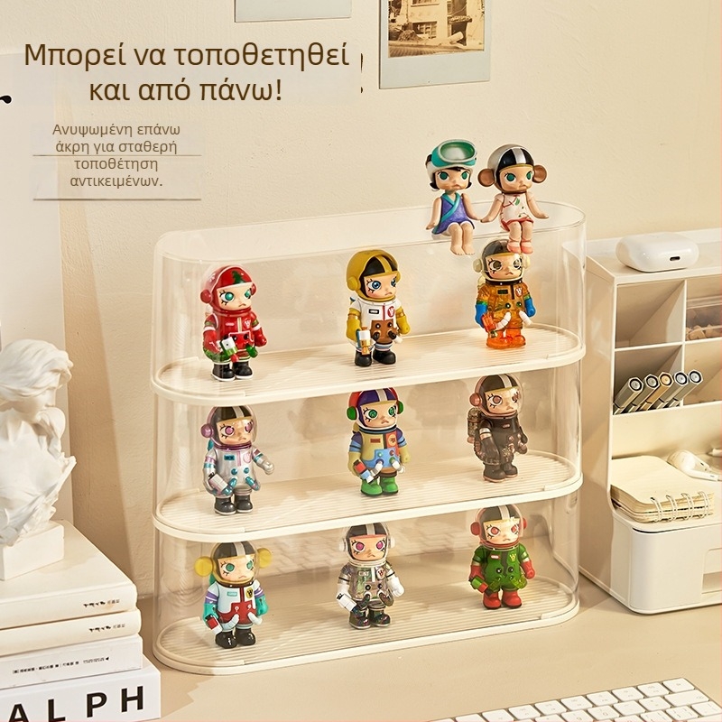 Διάφανη θήκη προβολής φιγούρων, προστασία από σκόνη, κουτί αποθήκευσης με καπάκι, με δυνατότητα στοίβαξης, PS πλαστικό, 31.5×9×10 εκ