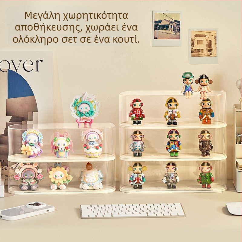Διάφανη θήκη προβολής φιγούρων, προστασία από σκόνη, κουτί αποθήκευσης με καπάκι, με δυνατότητα στοίβαξης, PS πλαστικό, 31.5×9×10 εκ