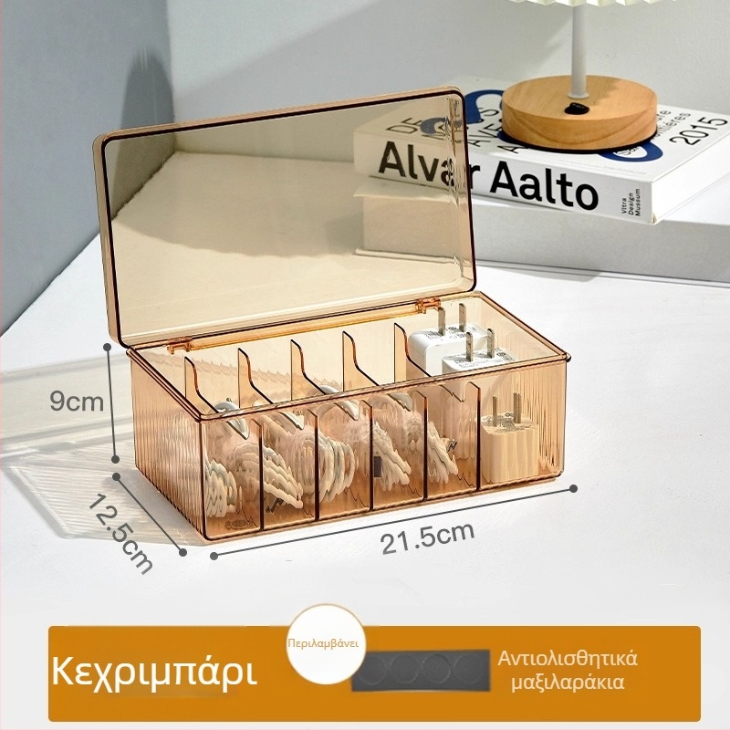 Θήκη αποθήκευσης δεδομένων με διαχωριστικά, διαφανές πάνελ γραφείου, αποσπώμενος οργανωτής φορτιστών κινητών τηλεφώνων