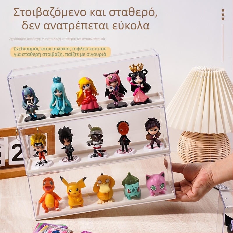 Διαφανές κουτί αποθήκευσης φιγούρων με σχήμα χαρακτήρα καρτούν, ενισχυμένη PET θήκη επίδειξης και βάση, προστασία από σκόνη