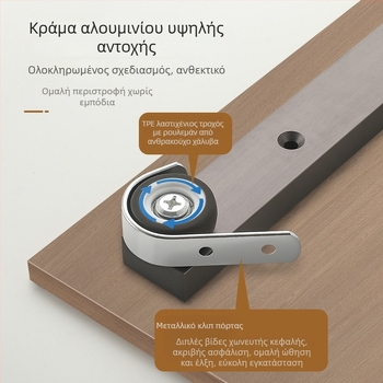 Πόρτα βιβλιοθήκης σε κλίση με εσωτερικό κρυφό πάνελ, οδηγός έλξης και εξαρτήματα επάνω τοποθετημένα κρυφά