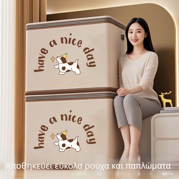 Κουτί αποθήκευσης με καπάκι για ρούχα, μεγάλη χωρητικότητα, διπλωτός ενισχυμένος οργανωτής ντουλάπας