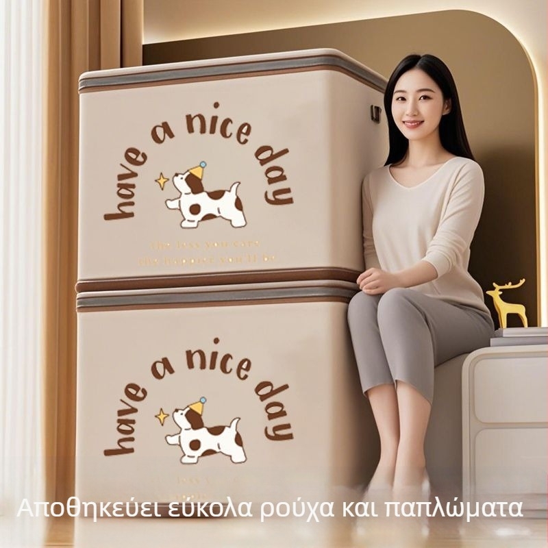 Κουτί αποθήκευσης με καπάκι για ρούχα, μεγάλη χωρητικότητα, διπλωτός ενισχυμένος οργανωτής ντουλάπας