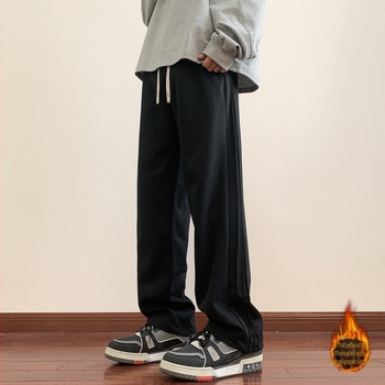 Ανδρικά αθλητικά παντελόνια με fleece επένδυση, χαλαρή γραμμή, φαρδιά παντελόνια, φθινόπωρο-χειμώνα, νεανικό casual