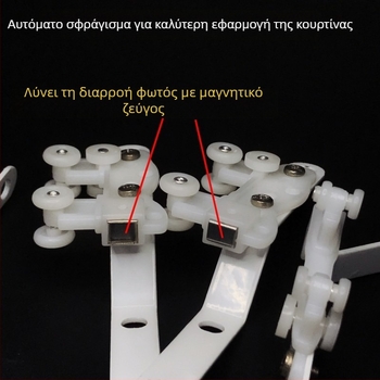 Διασταυρούμενη μαγνητική τροχαλία για ράγα κουρτινών, αξεσουάρ σκίασης από ανοξείδωτο ατσάλι, συνδετήρας και μηχανισμός κλεισίματος