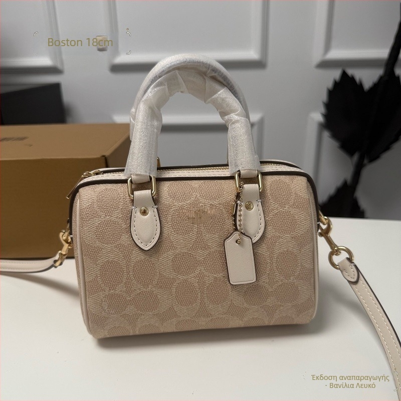 Μίνι τσάντα Μπόστον με λουρί ώμου (crossbody), ρετρό floral μοτίβο, σχήμα μαξιλαριού