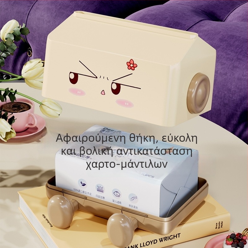 Κουτί χαρτοπετσέτας με καρτούν, κρεμ χρώματος, επιτραπέζια αποθήκευση χαρτιού για το σπίτι