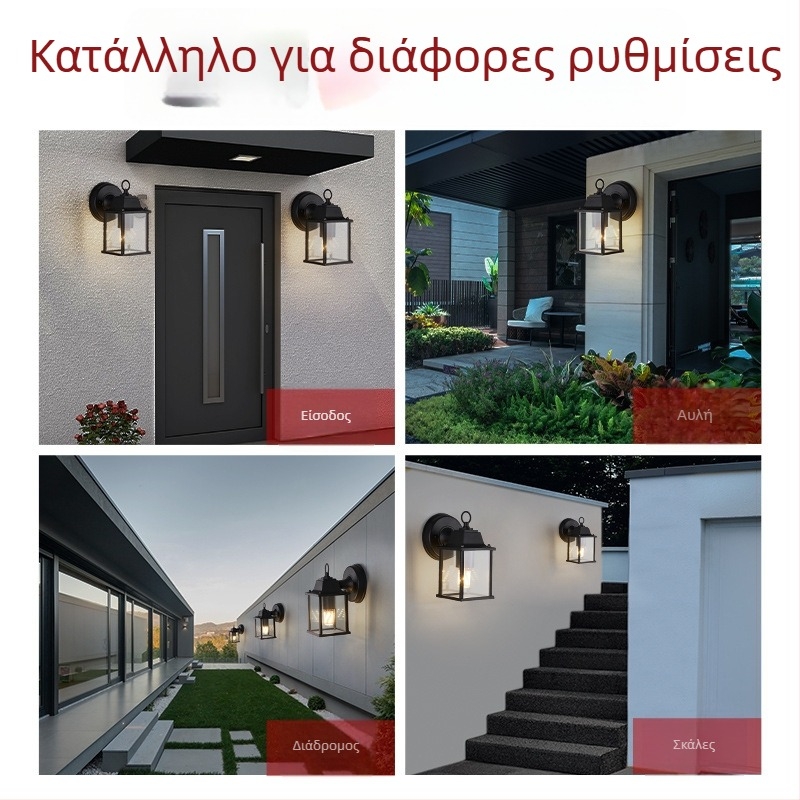 Λαμπτήρας εξωτερικού τοίχου σε κινεζικό στυλ, για κήπο και βίλα, ρετρό μοτίο ευλογίας, αδιάβροχος, απλός φωτισμός αυλής