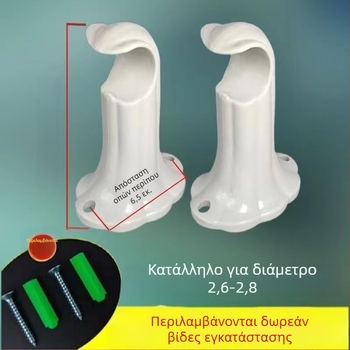 Πλαστικό στήριγμα για πλευρική τοποθέτηση ράβδου κουρτινών, βάση για μονή ράγα, κλασικό εξάρτημα
