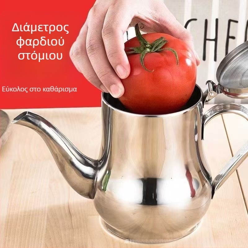 Ανοξείδωτο δοχείο λαδιού για οικιακή χρήση, αντιδιαρροικό, με φίλτρο, με παχύτερο σχεδιασμό για κουζίνα, μεγάλη χωρητικότητα
