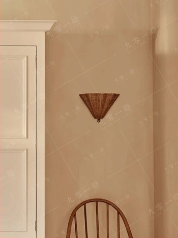 Λαμπτήρας τοίχου από ρατάν, ιαπωνικό στυλ Wabi-Sabi, ρετρό, γαλλικού στυλ για σαλόνι, υπνοδωμάτιο και διάδρομο