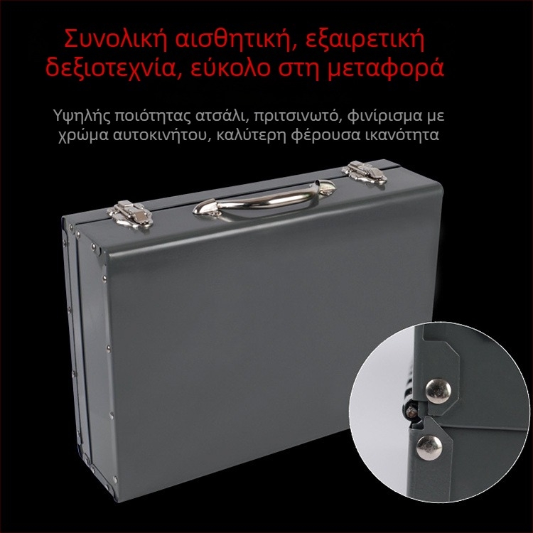 Μεταλλικό κιβώτιο εργαλείων, παχύτερο και μακρύτερο, με χώρο αποθήκευσης, για επισκευές αυτοκινήτων και οικιακή χρήση