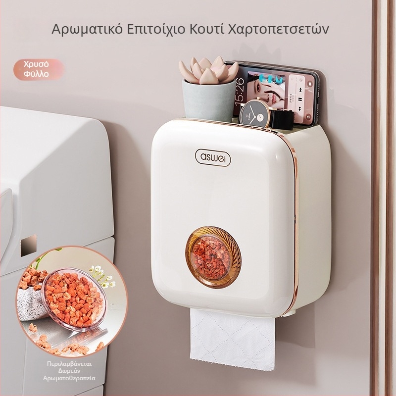 Πλαστικό κρεμαστό κουτί χαρτιού υγείας για μπάνιο, θήκη ρολών, χωρίς τρύπες