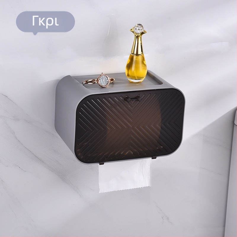 Επιτοίχιος χαρτοθήκη για χαρτί υγείας, χωρίς διάτρηση, αδιάβροχη και ανθεκτική στη σκόνη, με αποθήκευση ρολών για μπάνιο