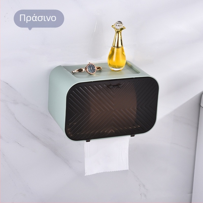 Επιτοίχιος χαρτοθήκη για χαρτί υγείας, χωρίς διάτρηση, αδιάβροχη και ανθεκτική στη σκόνη, με αποθήκευση ρολών για μπάνιο