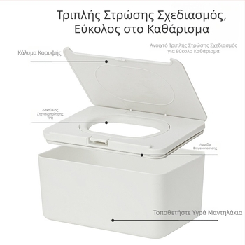 Επιτραπέζιο κουτί για χαρτοπετσέτες και αποθήκευση υγρών μαντηλιών με σφραγιζόμενο καπάκι, θήκη χαρτοπετσετών για σαλόνι