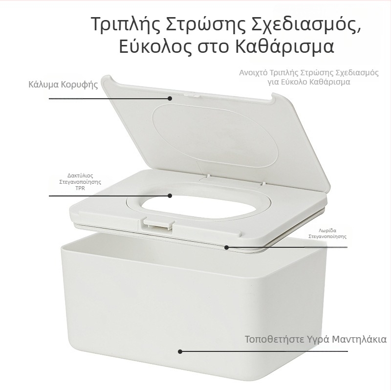 Επιτραπέζιο κουτί για χαρτοπετσέτες και αποθήκευση υγρών μαντηλιών με σφραγιζόμενο καπάκι, θήκη χαρτοπετσετών για σαλόνι