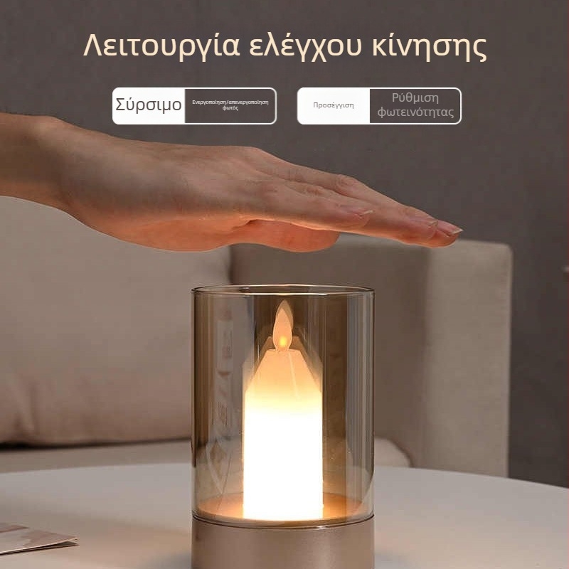 LED δημιουργική νυχτερινή λάμπα με ρομαντικό φως κεριού για εστιατόρια και μπαρ — επιτραπέζιο φωτιστικό ατμόσφαιρας με αισθητήρα κίνησης