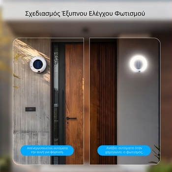 Ηλιακή εξωτερική LED λαμπτήρα κήπου – τοίχου και διαδρομής, μπαλκόνι και αυλή με αισθητήρα