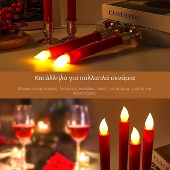 Κόκκινο LED ηλεκτρονικό κηροστάσιο για τραπέζι, χωρίς καπνό, κυλινδρικό σχήμα, υπνοδωμάτιο