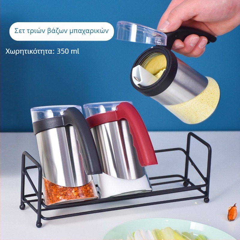 Σετ γυάλινα δοχεία για μπαχαρικά κουζίνας – αποθηκευτικά δοχεία για μπαχαρικά οικιακής χρήσης, βάζα ζάχαρης και αλατιού