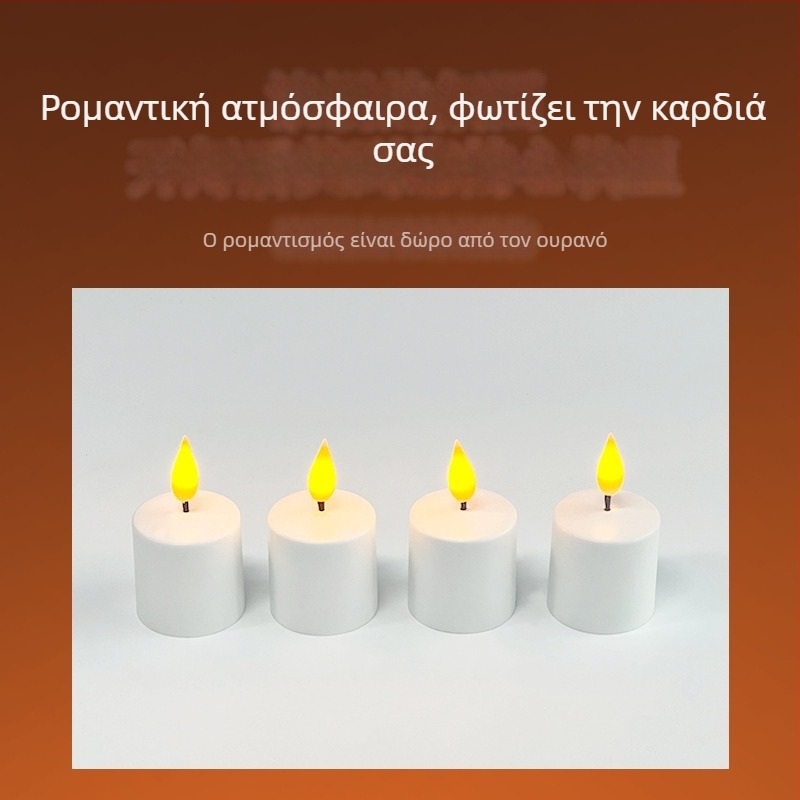 Κεράκια LED USB επαναφορτιζόμενα, σε στυλ Ευρώπης και Αμερικής, πλαστικά, μακράς διάρκειας, σετ 4 τεμαχίων