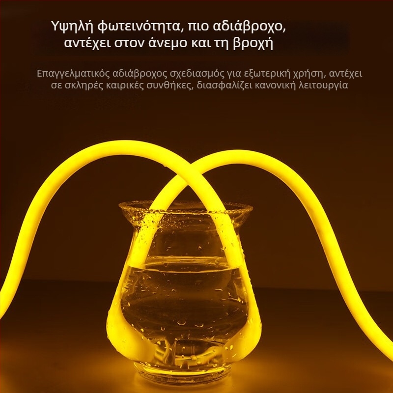360° κυκλική LED νεον φλέξ λωρίδα, αδιάβροχη, μονόχρωμη, σιλικόνη, εξωτερική χρήση