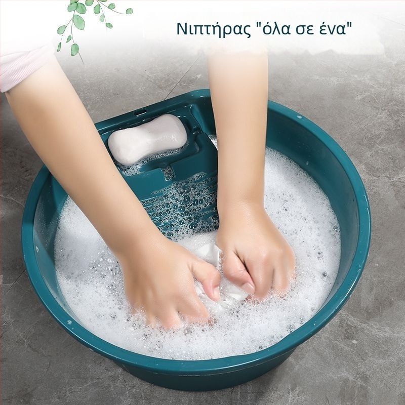 Πλαστικός ενιαίος νιπτήρας με ενσωματωμένη σανίδα τρίψιμο για πλύσιμο στο χέρι, μεγάλο μέγεθος για φοιτητικές εστίες